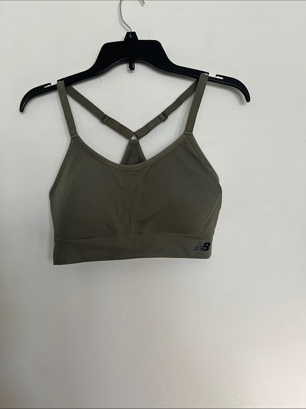 New Balance Olive Strappy Racerback Sports Bra